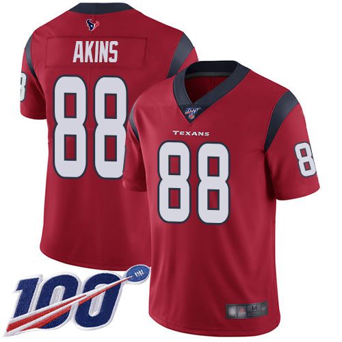 Houston Texans Limited Red Men Jordan Akins Alternate Jersey NFL Football #88 100th Season Vapor Untouchable->youth nfl jersey->Youth Jersey